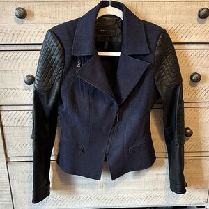 BCBGMAXAZRIA Women's Denim and Faux Leather Jacket Size Small